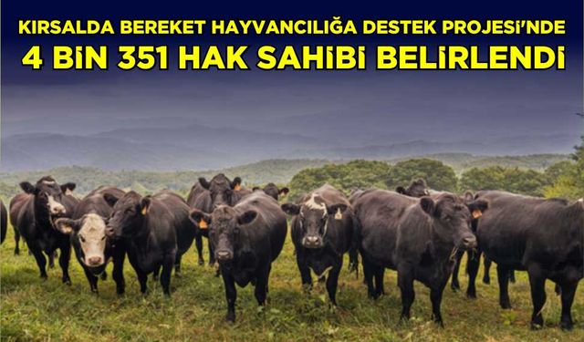 Kırsalda Bereket Hayvancılığa Destek Projesi'nde 4 bin 351 hak sahibi belirlendi