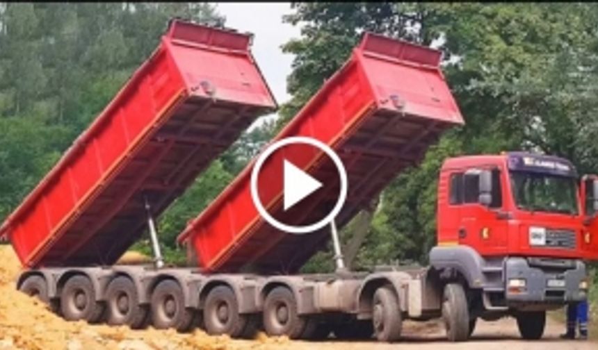 10 Extreme Dangerous Dump Truck Unloading Powerful Oversize Load SCANIA MAN CASE KOMATSU VOLVO CAT
